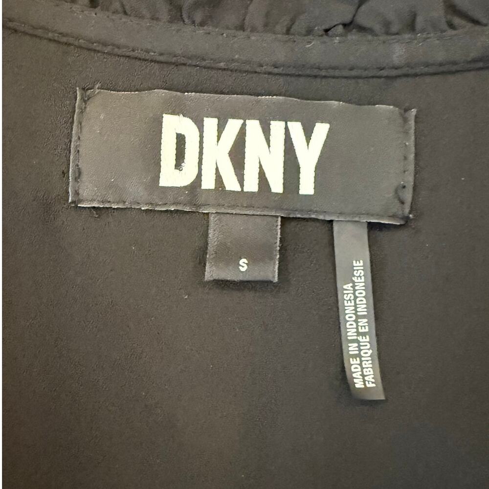 DKNY Black Ruffle Sleeveless Casual Shirt Top Blouse Women size S - Picture 4 of 6